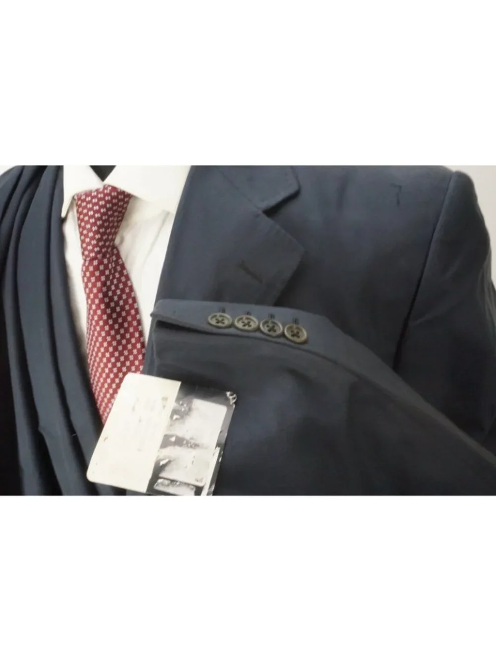 Burberry London Blue 100% Cotton 2 Pc Suit Jacket Pants 46L US BRAND NEW